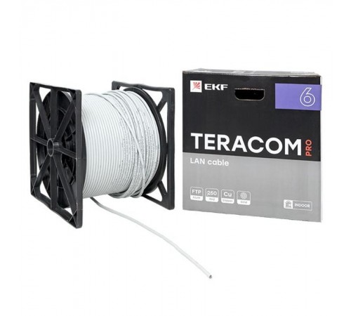Кабель витая пара TERACOM PRO CAT.6 F/UTP 4 пары solid 23AWG цвет серый упак. 305м  TRP-6FTP-04PVC-GY-IN3  EKF