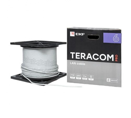Кабель витая пара TERACOM PRO CAT.6 F/UTP 4 пары solid 23AWG цвет серый упак. 305м  TRP-6FTP-04PVC-GY-IN3  EKF