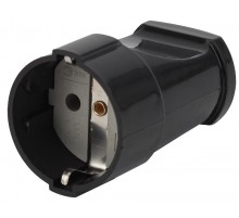 Rx2-B ЭРА Розетка кабельная с/з прямая 16A черная (24/384/4608)  Б0039683  ЭРА