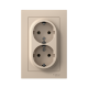 AtlasDesign Песочный Розетка 2-ая с заземлением, 16А, в сборе  ATN001224  SE