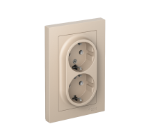 AtlasDesign Песочный Розетка 2-ая с заземлением, 16А, в сборе  ATN001224  SE