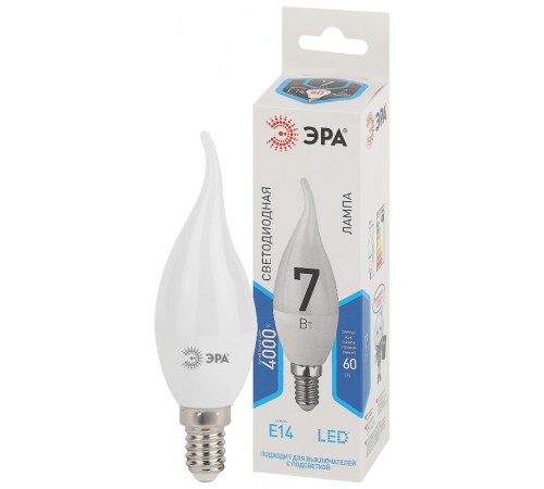 Лампа светодиодная LED 7Вт Е14 4000К СТАНДАРТ smd BXS-7w-840-E14  Б0028483  ЭРА