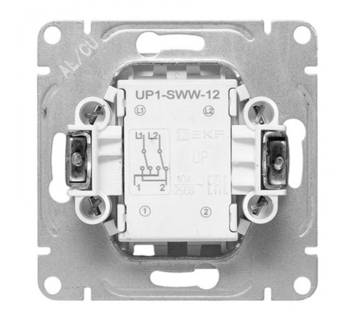 Механизм выключателя, одноклавишный, перекрёстный, белый Эпика EKF  UP1-SWW-12  EKF