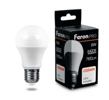 Лампа светодиодная .PRO LB-1009 Шар E27 9W 6400K OSRAM LED  38028  Feron