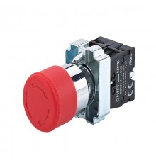 Кнопка управления "Грибок" 30мм (2) с фиксации NP2-BS445 без подсветки красная 1НЗ +1НО IP40  573835  CHINT