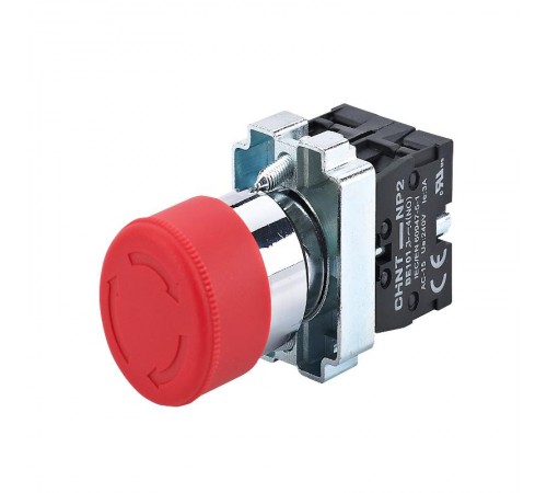 Кнопка управления "Грибок" 30мм фиксацией NP2-BS445 без подсветки красная 1НО+1НЗ, IP40 (R)  574013  CHINT