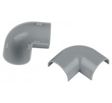 Поворот  T-90-KK-30-13-F на 90 градусов для полукруглого кабель-канала серый 30х13мм 2шт/комплект  Б0064967  ЭРА