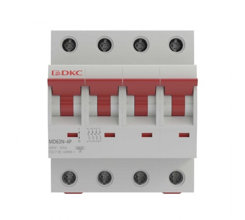 Выключатель автоматический четырёхполюсный YON max MD63N 4п 6A C 6kA  MD63N-4PC6  DKC