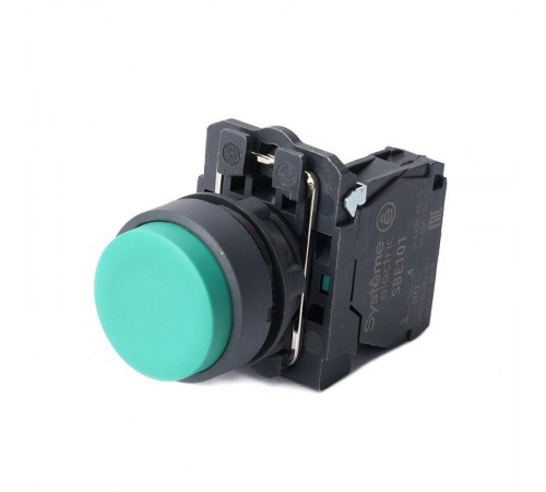 Кнопка SB5 в сборе модульная 22мм выступающая зеленая с возвратом пластик 1НО  SB5AL31  SE