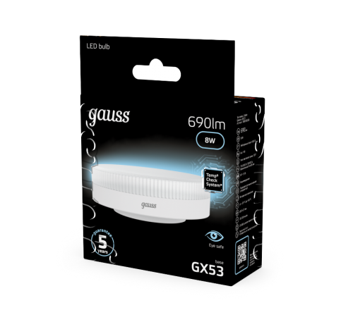 Лампа светодиодная LED 8Вт GX53 220В 4100К  108008208  Gauss