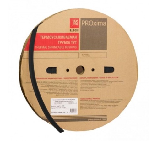 Термоусаживаемая трубка ТУТ нг 120/60 черная рулон PROxima  tut-120-b  EKF