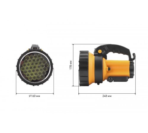 Фонарь прожекторный аккумуляторный PA-603 АЛЬФА 36xLED, литий 3Ач, ЗУ 220V+12V, карт   Б0031034  ЭРА