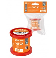 Припой ПОС 40, проволока, ГОСТ 21931-76, 1 мм, 100 г, катушка, инд. упак., "Алмаз"  SQ1025-1809  TDM