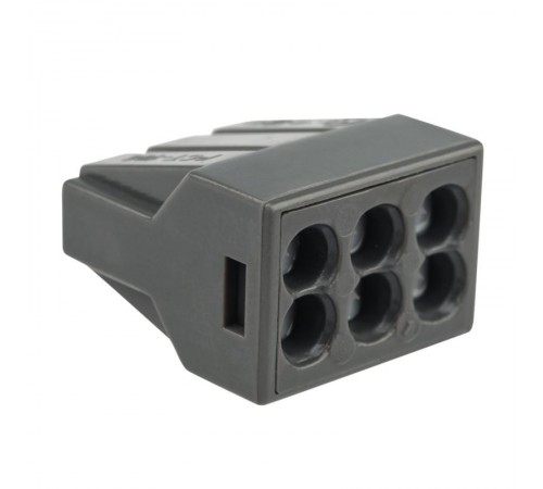 Экспресс-клемма с пастой, 6-проводная до 2,5 мм, серая (50 шт./уп.) (773-306)  07-3060  REXANT