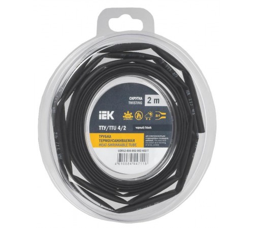 Трубка термоусадочная ТТУ нг-LS 4/2 черная (2м/упак) IEK  UDR12-004-002-002-K02-T  IEK