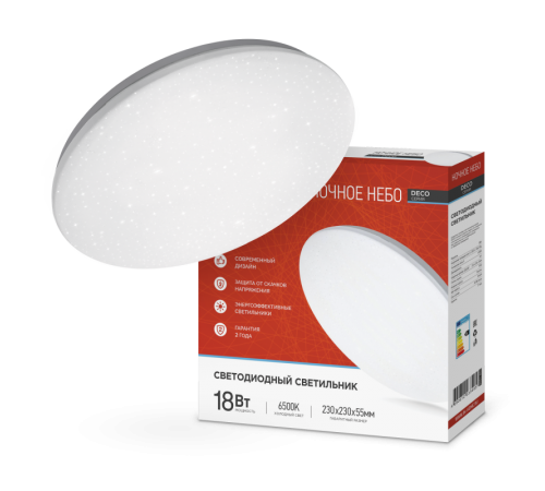 Светильник светодиодный серии DECO 18Вт 230В 6500К 1170лм 230х55мм НОЧНОЕ НЕБО  4690612033495  IN HOME