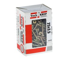 Саморезы универсальные 25х3,5 мм (200 шт) желтые - коробка с окном ( 0,213 кг)  102233  Tech-KREP