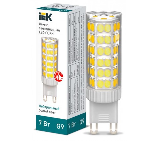 Лампа светодиодная CORN капсула 7Вт 230В 4000К керамика G9 IEK  LLE-CORN-7-230-40-G9  IEK