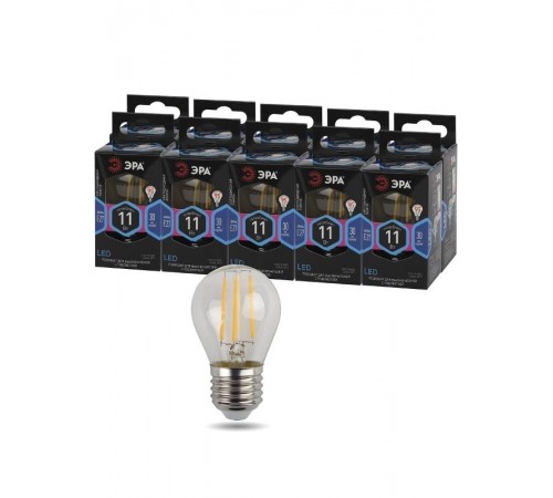 Лампа светодиодная F-LED P45-11w-840-E27 (филамент, шар, 11Вт, нейтр, E27)  Б0047015  ЭРА