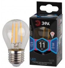 Лампа светодиодная F-LED P45-11w-840-E27 (филамент, шар, 11Вт, нейтр, E27)  Б0047015  ЭРА
