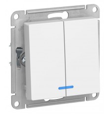 AtlasDesign Лотос  Выключатель 2-клавишный с подсветкой, сх.5а, 10АХ, механизм  ATN001353  SE