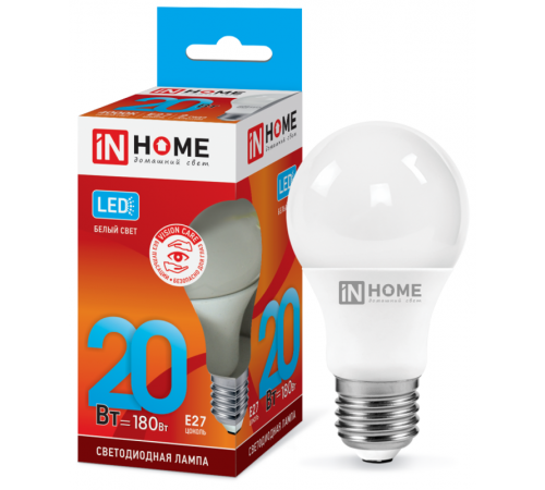 Лампа светодиодная LED-A60-VC 20Вт 230В Е27 4000К 1800Лм  4690612020303  IN HOME
