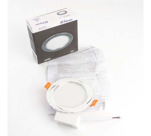 Светильник светодиодный встраиваемый декоративный AL777, 7W, 525 Lm, 4000К, белый  28680  FERON