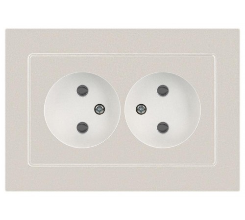 Розетка Intro Accent 6-204-06 2х2P, 16А-250В, IP20, СУ, AL/CU, перламутр  Б0063446  Intro