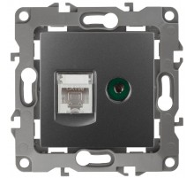 Розетка информационная+TV 12-3110-12 RJ45+TV,  графит  Б0027447  ЭРА