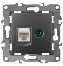 Розетка информационная+TV 12-3110-12 RJ45+TV,  графит  Б0027447  ЭРА