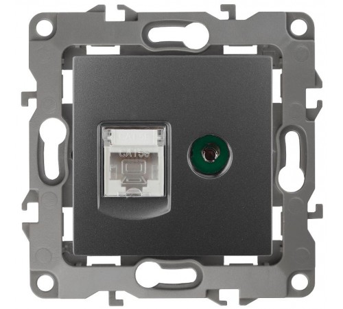 Розетка информационная+TV 12-3110-12 RJ45+TV,  графит  Б0027447  ЭРА
