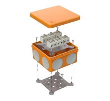 Коробка огнестойкая для о/п двухкомпонентная 60-0300-FR6.0-12 Е15-Е60 (латунь) 100х100х50 IP66 12p, 6.0 мм.кв. 60-0300-FR6.0-12-Е60  Промрукав