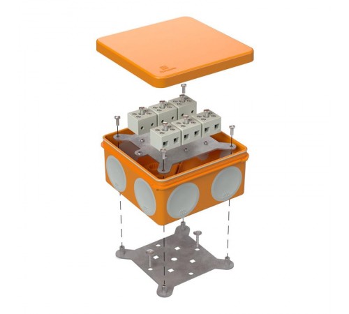 Коробка огнестойкая для о/п двухкомпонентная 60-0300-FR6.0-12 Е15-Е60 (латунь) 100х100х50 IP66 12p, 6.0 мм.кв. 60-0300-FR6.0-12-Е60  Промрукав