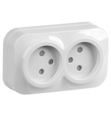 РСш22-2-ХБ Розет. 2-ая без з/к с з/ш о/у 10А GLORY белый  ERH23-K01-10  IEK
