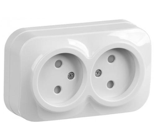 РСш22-2-ХБ Розет. 2-ая без з/к с з/ш о/у 10А GLORY белый  ERH23-K01-10  IEK
