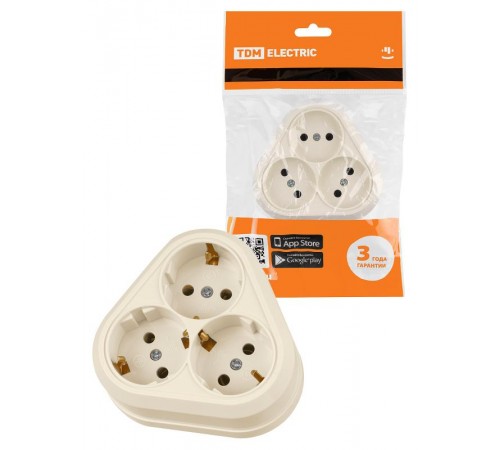 Розетка треугольная 2П+3 открытой установки IP20 16A сл.кость "Ладога"  SQ1801-0238  TDM