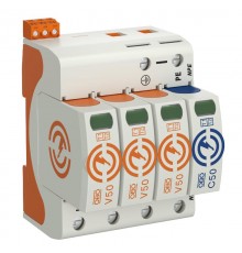 Устройства защиты от импульсных перенапряжений УЗИП для силовых цепей 3+NPE (Класс I+II), 285В (V50-3+NPE+FS-385)  5093592  OBO Bettermann