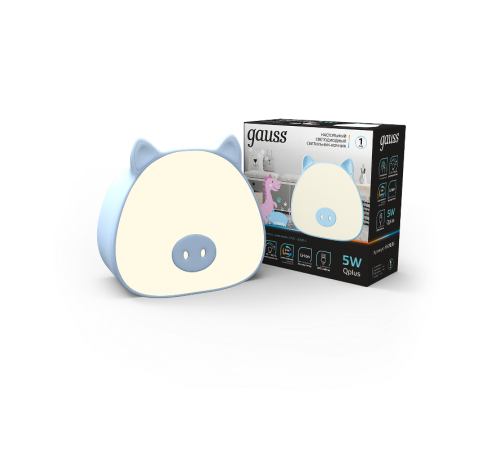 Светильник ночник настольный Qplus GTL703 5W 200lm 2700-6000K 5V Li-ion 1200mA голубой диммируемый LED 1/10/30  NN7036  Gauss