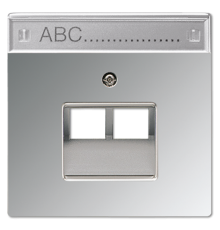 Крышка для сдвоенной телефонной и компютерной розетки  UAE с полем для надписи; полированный хром  GCR2969-2NAUA  Jung