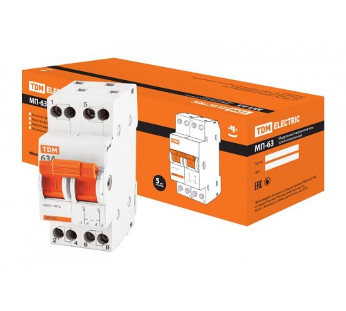 Переключатель модульный трехпозиционный МП-63 2P 63А  SQ0224-0018  TDM