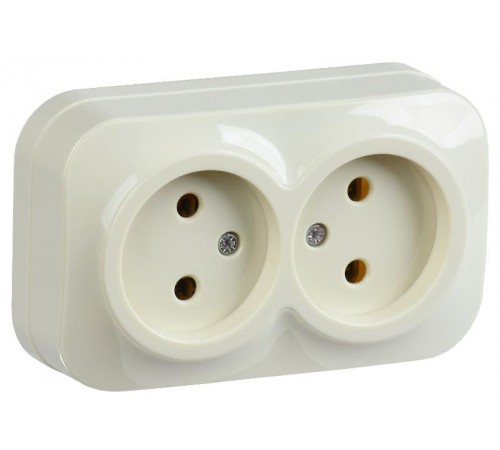 РС22-2-ХК Розет. 2-ая без з/к о/у 10А GLORY кремовый  ERH20-K33-10  IEK
