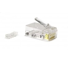 Разъем под витую пару PLUG-8P8C-UV-C6-100 RJ-45(8P8C) кат.6 (50 µ"/ 50м.дюй.),универс.(д.одн.имногож.каб.),со вставкой (100 шт)  49364  Hyperline