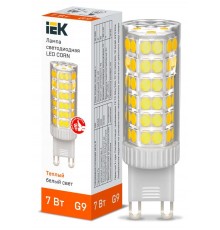 Лампа светодиодная CORN капсула 7Вт 230В 3000К керамика G9 IEK  LLE-CORN-7-230-30-G9  IEK