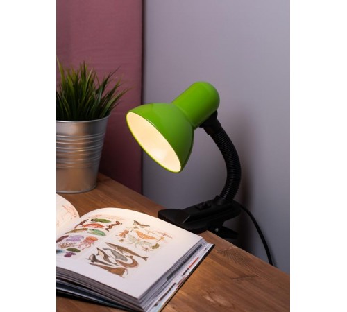 Настольный светильник N-212-Е27-40W-GR на прищепке зелёный  Б0058670  ЭРА