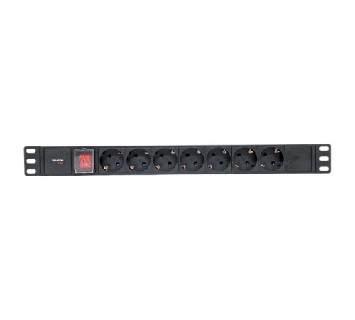 Блок розеток PDU TERACOM PRO 19" 1U 10А/250В 7 розеток Schuko с выключателем разъем C14  TRP-HPD-LS-10A-7SH-C14  EKF