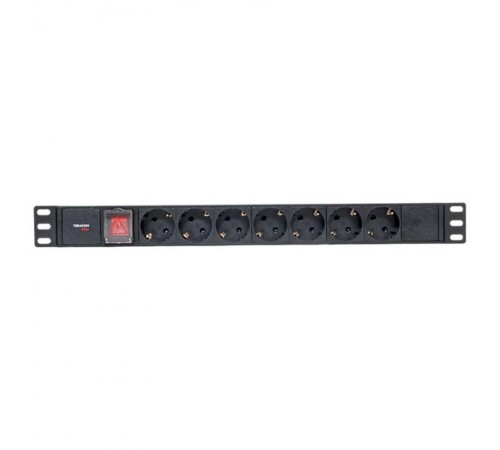 Блок розеток PDU TERACOM PRO 19" 1U 10А/250В 7 розеток Schuko с выключателем разъем C14  TRP-HPD-LS-10A-7SH-C14  EKF