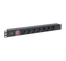 Блок розеток PDU TERACOM PRO 19" 1U 10А/250В 7 розеток Schuko с выключателем разъем C14  TRP-HPD-LS-10A-7SH-C14  EKF