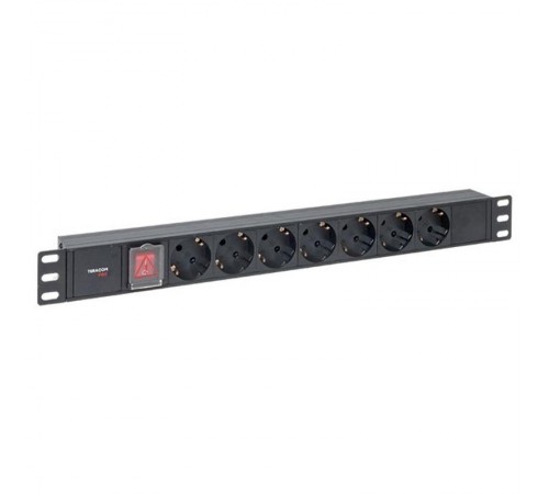 Блок розеток PDU TERACOM PRO 19" 1U 10А/250В 7 розеток Schuko с выключателем разъем C14  TRP-HPD-LS-10A-7SH-C14  EKF