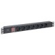 Блок розеток PDU TERACOM PRO 19" 1U 10А/250В 7 розеток Schuko с выключателем разъем C14  TRP-HPD-LS-10A-7SH-C14  EKF