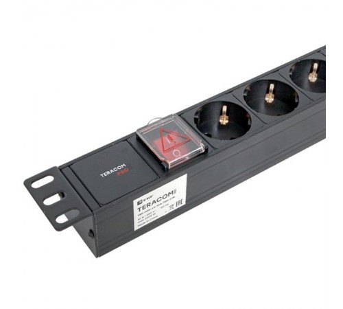 Блок розеток PDU TERACOM PRO 19" 1U 10А/250В 7 розеток Schuko с выключателем разъем C14  TRP-HPD-LS-10A-7SH-C14  EKF